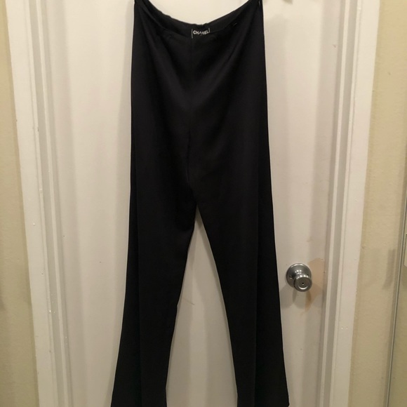 CHANEL 100% Silk Black Pants - Picture 2 of 10